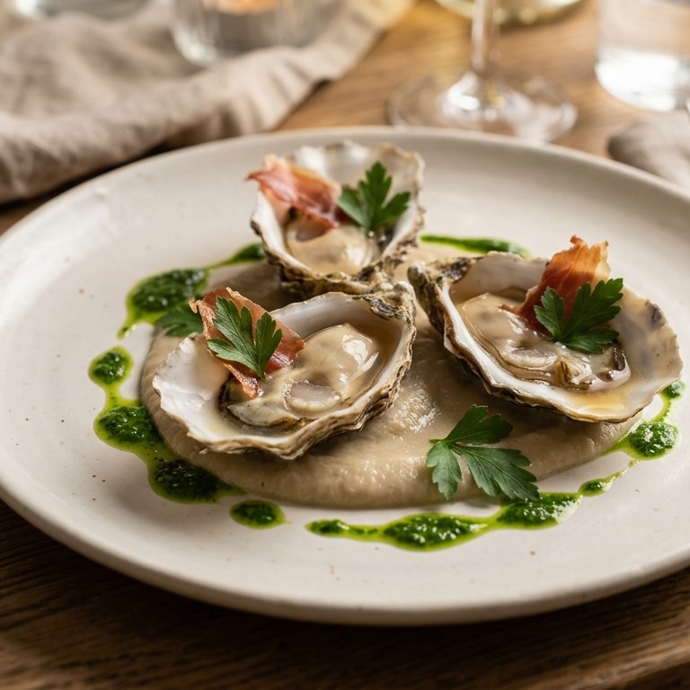 Sint-Jacobs oesters met schorseneren en peterselie coulis recept