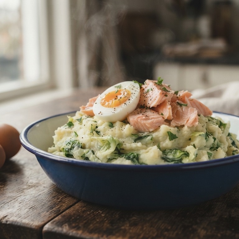 Slastamppot met zalm recept