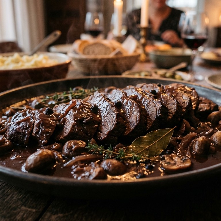 Smoorvlees met rode wijnsaus voor buffet recept