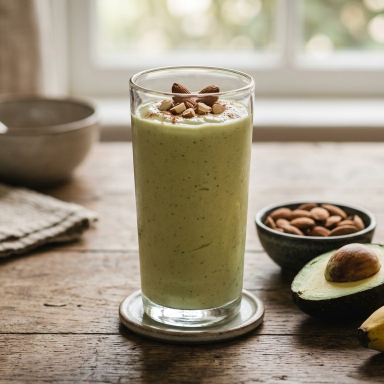 Smoothie banaan avocado en amandelen recept