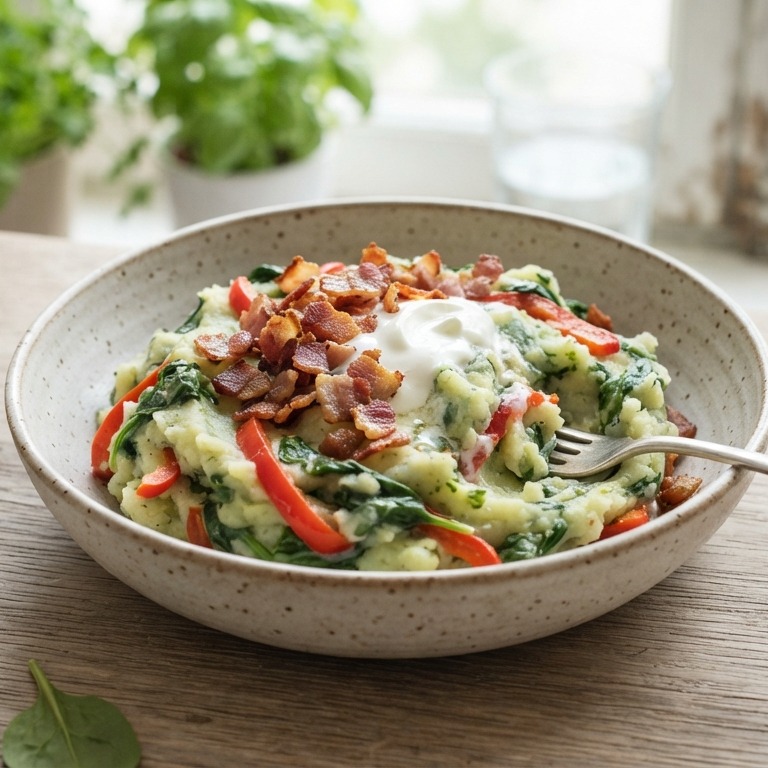 Snel zomerstamppotje met spinazie en paprika recept