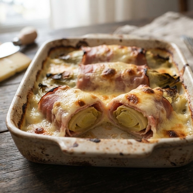 Snelkookpan witlof met ham en kaas recept