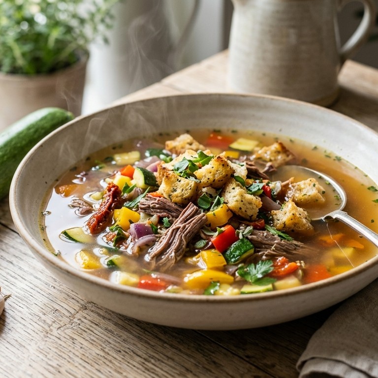 Snelle runderbouillon met italiaanse groenten recept
