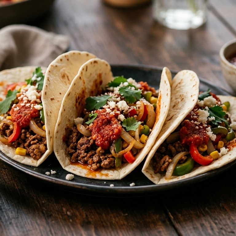 Snelle tortilla's met gehakt en tacosaus recept