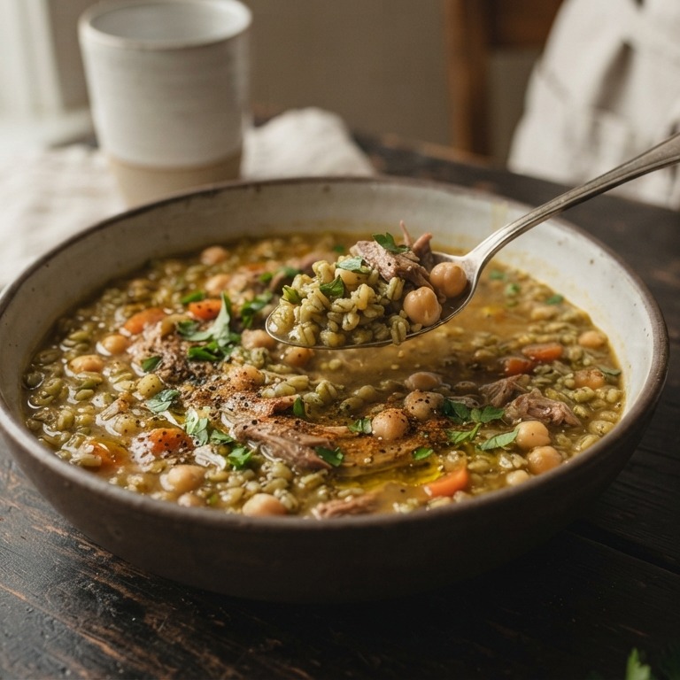 Soep van freekeh en kikkererwten recept