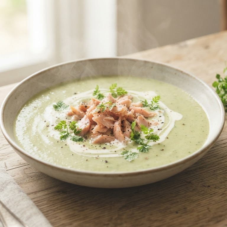 Soep van tuinkers en gerookte forel recept
