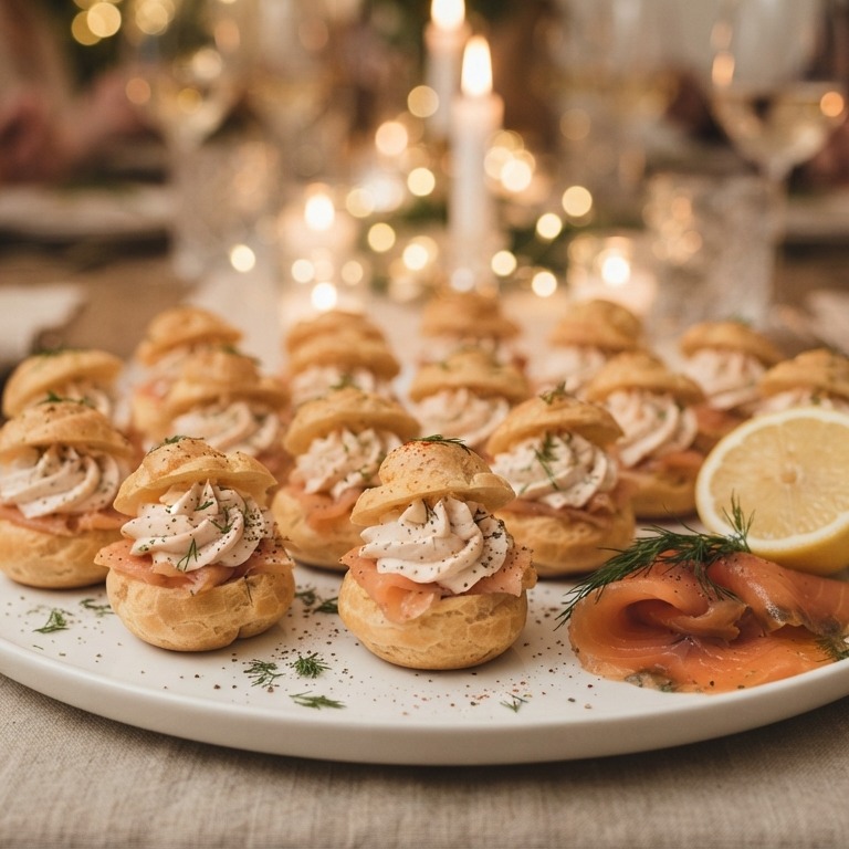 Soezen gevuld met zalm voor buffet recept