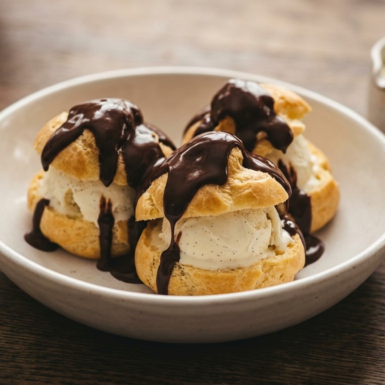 Soezen met vanille ijs en chocolade recept