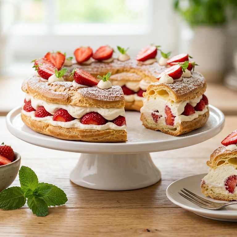 Soezenkrans met aardbeien recept