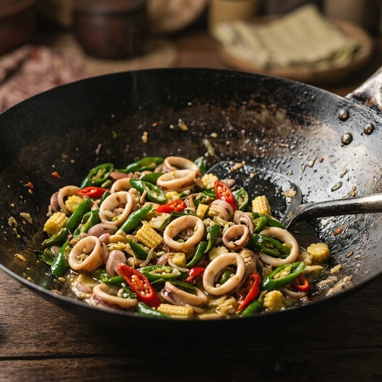 Sontong lombok hijau (inktvis met lomboks) recept