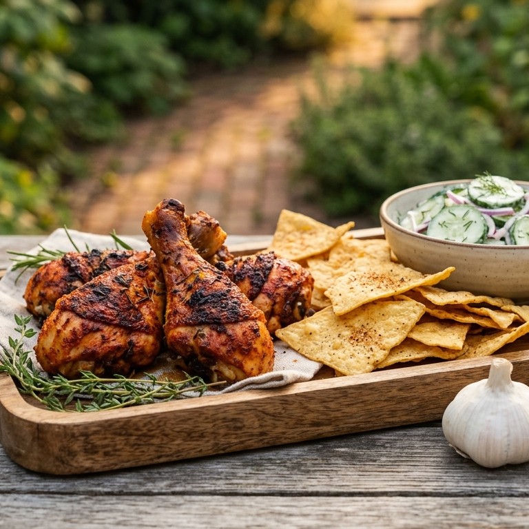Southern chicken met tortillachips & komkommersalade recept