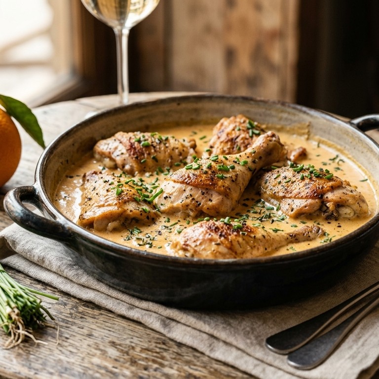 Spaanse kip in sinaasappelroomsaus recept