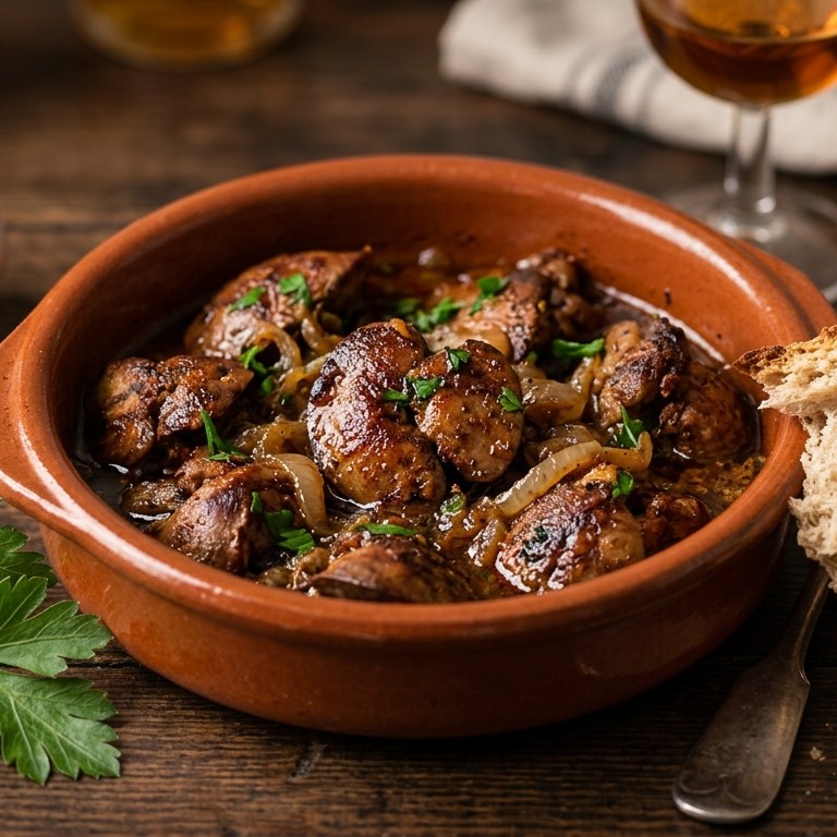 Spaanse kippenlevertjes met sherry recept