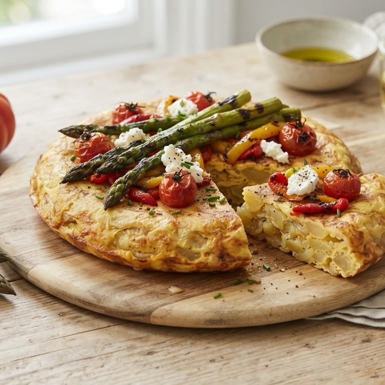 Spaanse omelet met gegrilde groenten recept