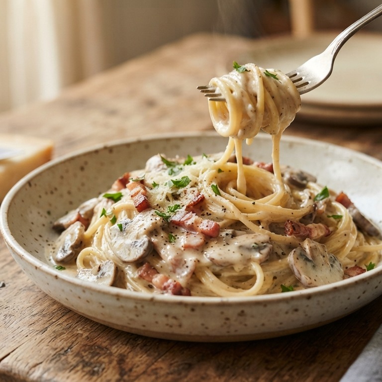 Spaghetti in roomsaus recept