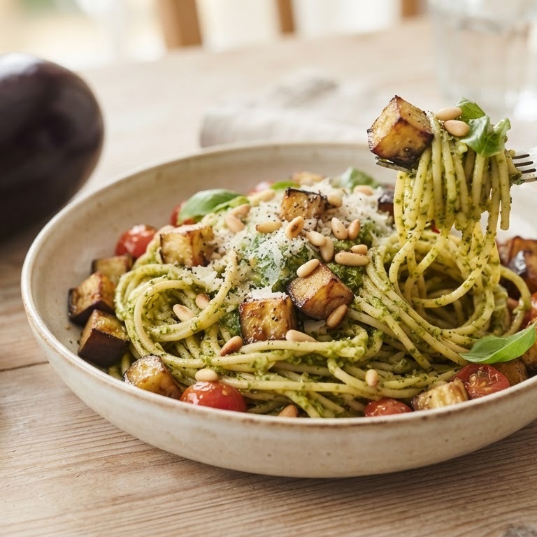 Spaghetti met aubergine recept