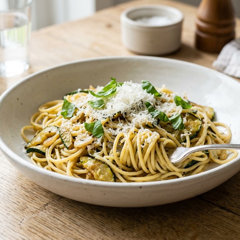Spaghetti met courgettes en parmezaanse kaas recept