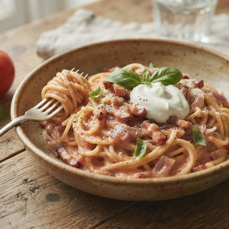 Spaghetti met creme fraiche recept