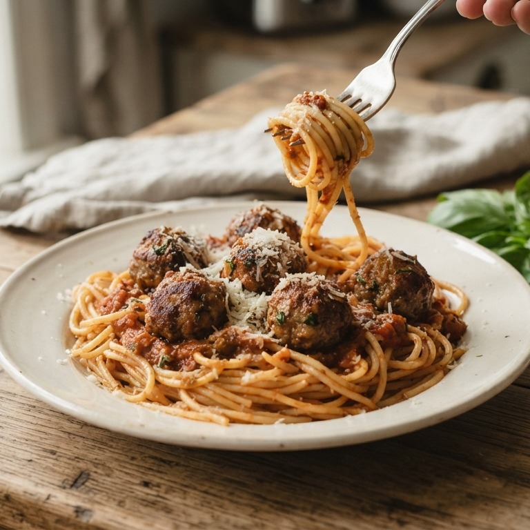 Spaghetti met gehaktballetjes recept