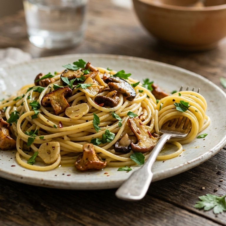 Spaghetti met paddestoelen recept