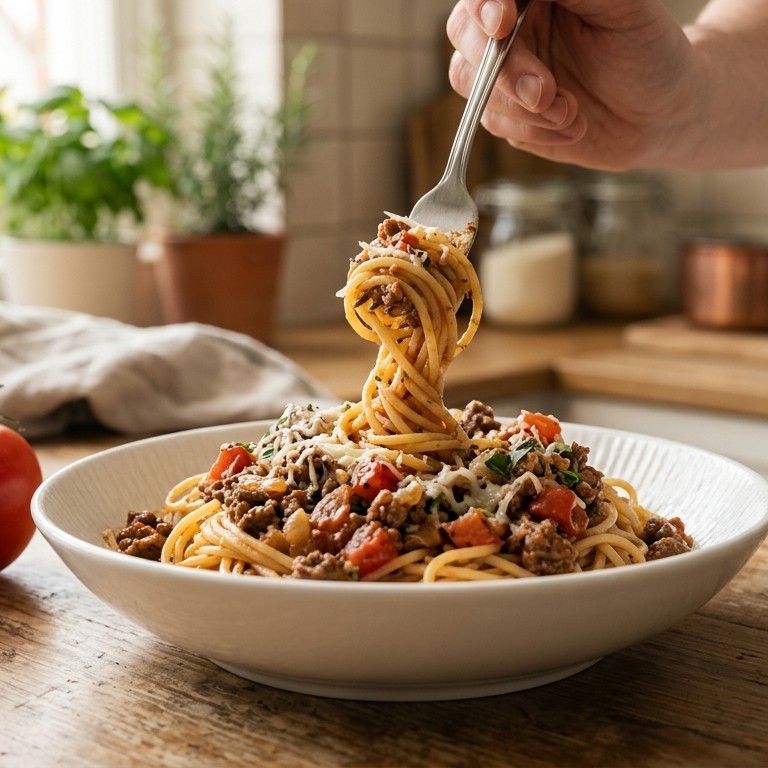 Spaghetti met pizzaquicksaus (snel klaar) recept