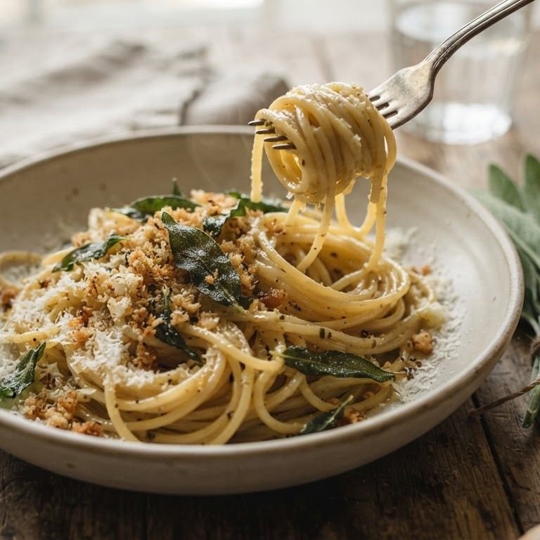 Spaghetti met salie en boter recept