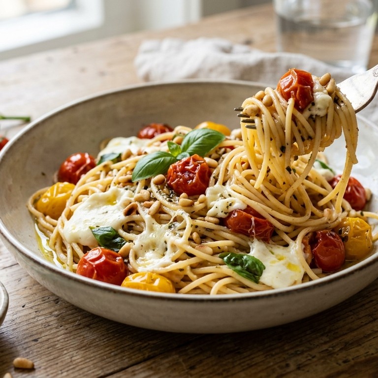 Spaghetti met tomaat en mozzarella recept