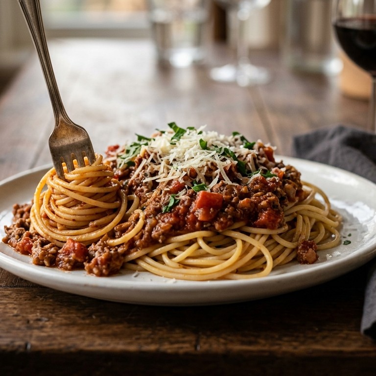 Spaghetti met tomatengehaktsaus recept