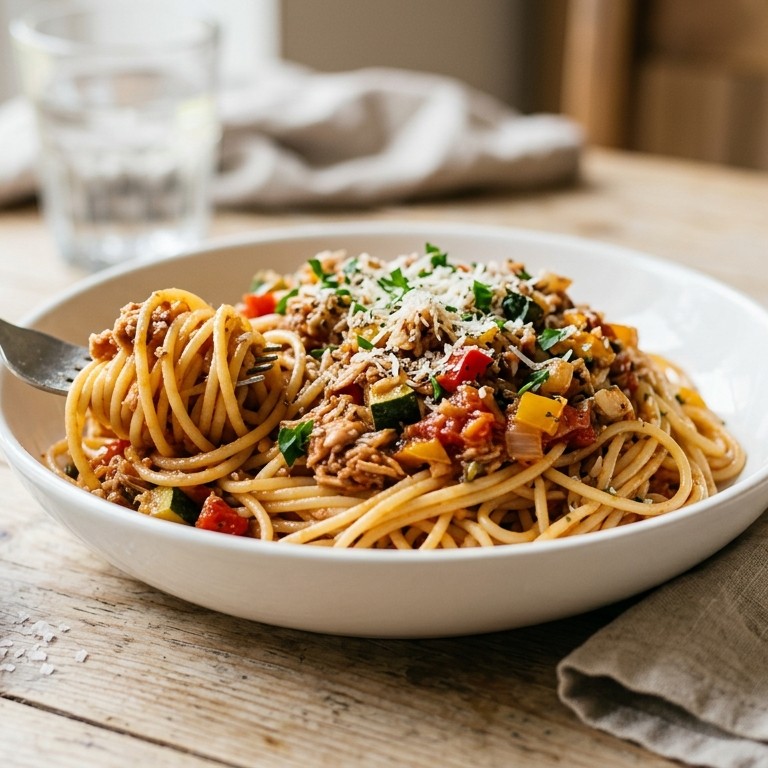 Spaghetti met tonijnbolognese recept