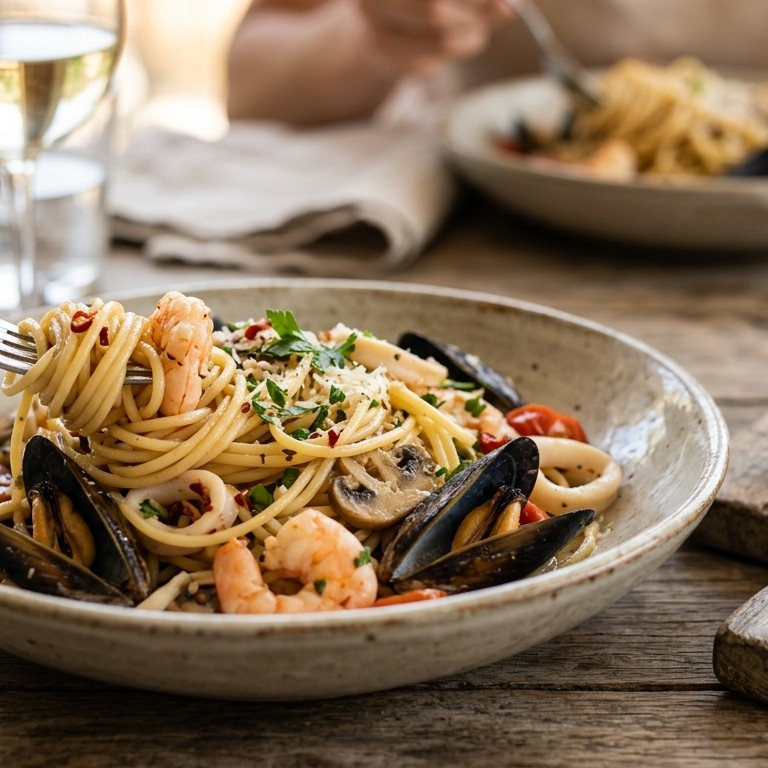 Spaghetti met zeevruchten recept