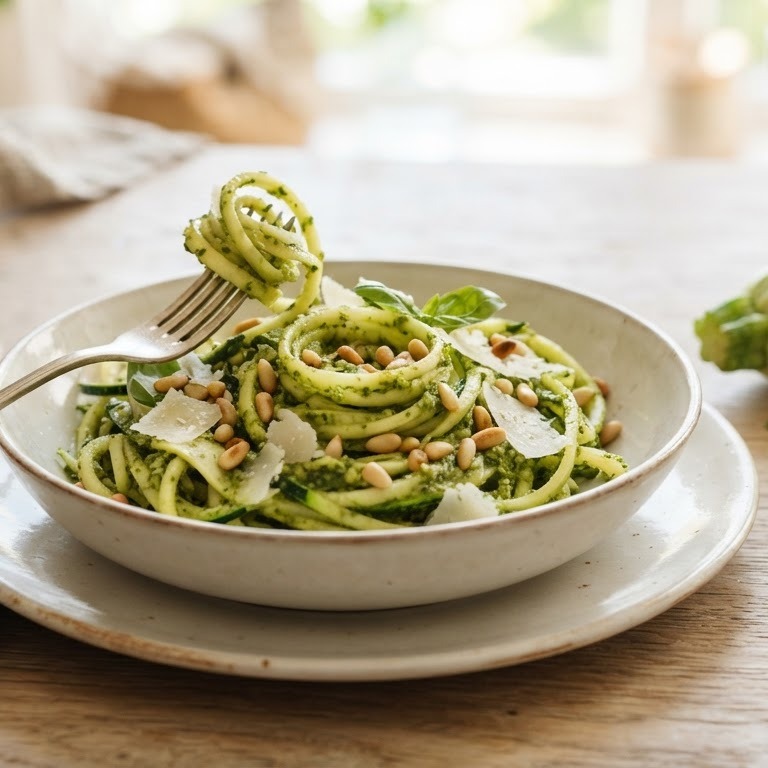 Spaghetti van courgettes met pesto recept