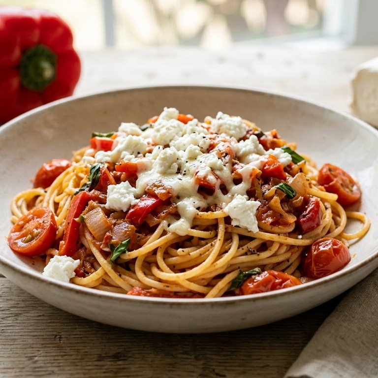 Spaghetti verdure met geitenkaas recept