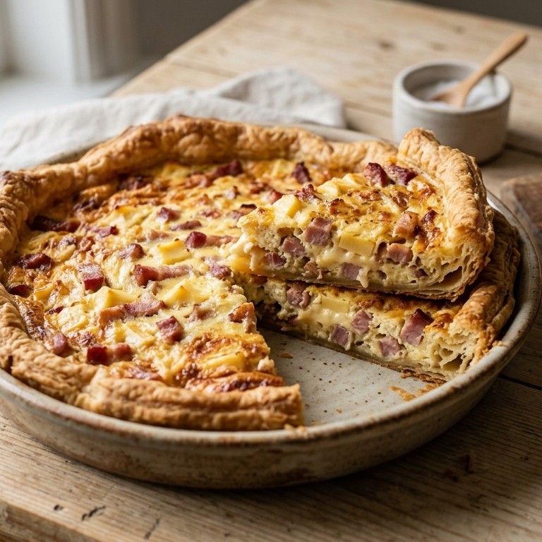 Spek-kaastaart met croissantdeeg recept