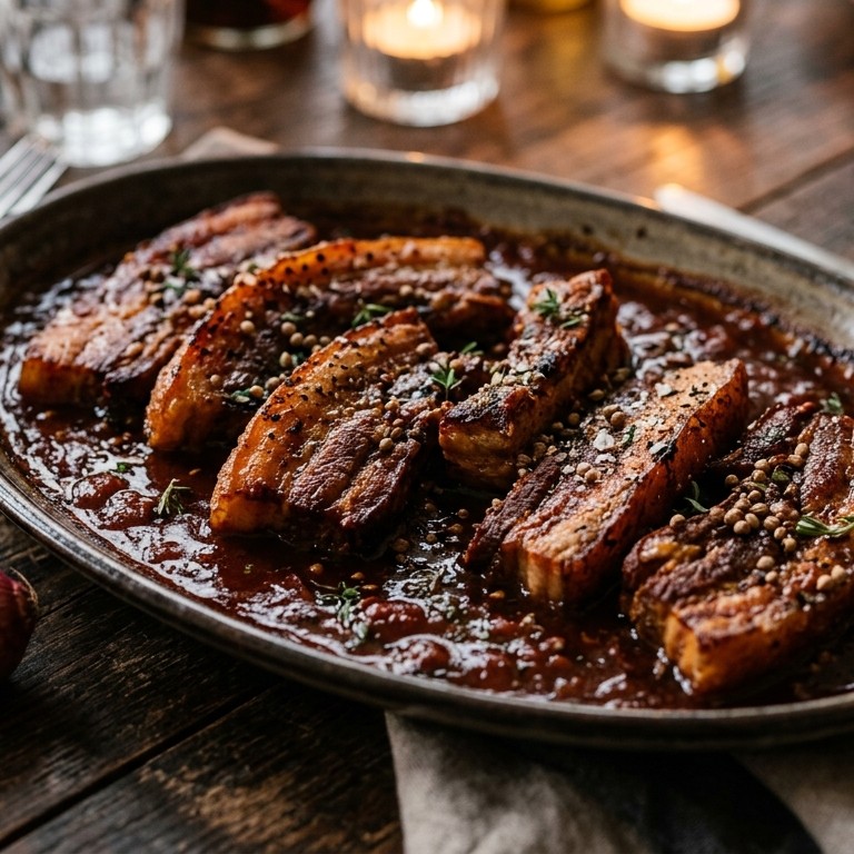 Speklapjes met exotische tomatensaus recept