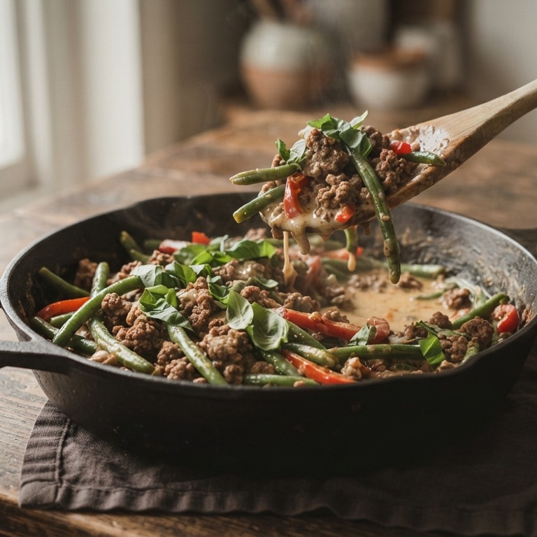 Sperziebonen gehaktschotel met knoflook recept