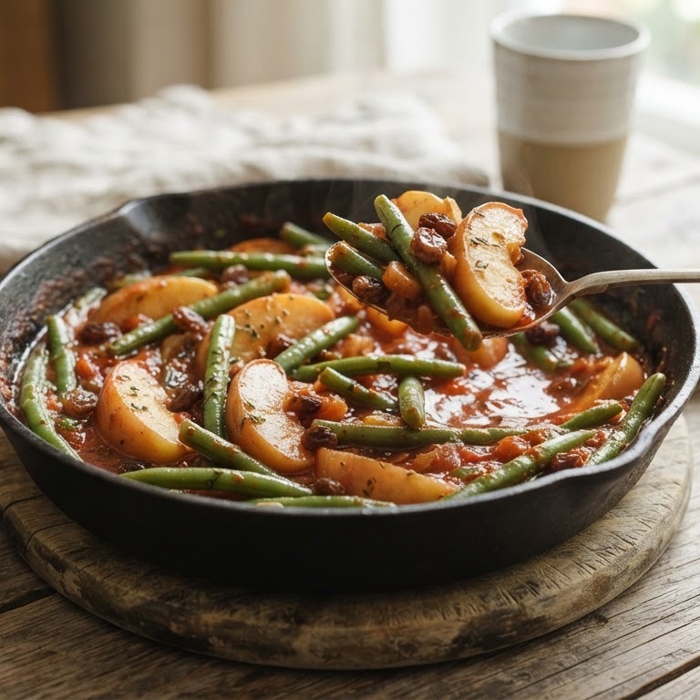 Sperziebonen met appel In tomatensaus recept