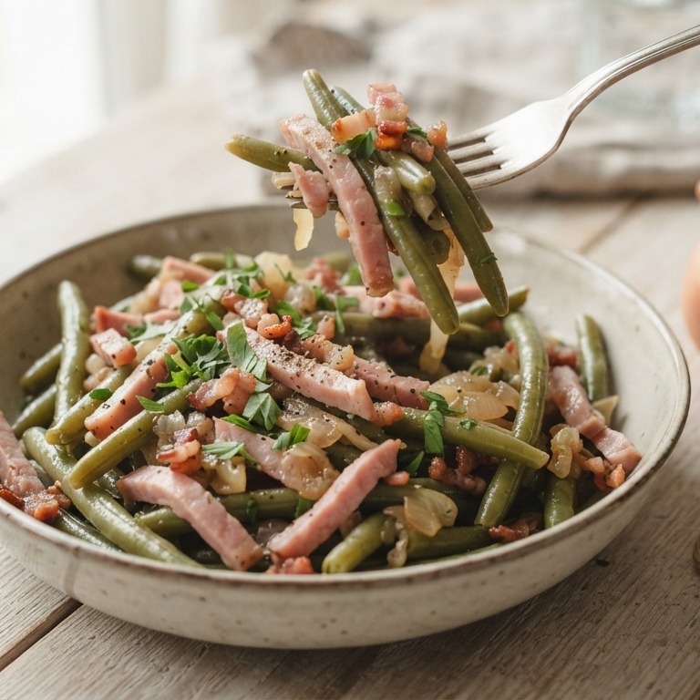 Sperziebonen met ham recept
