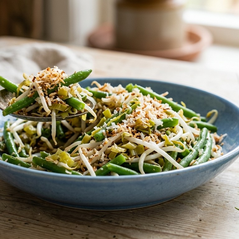 Sperziebonen met taugé en kokos recept