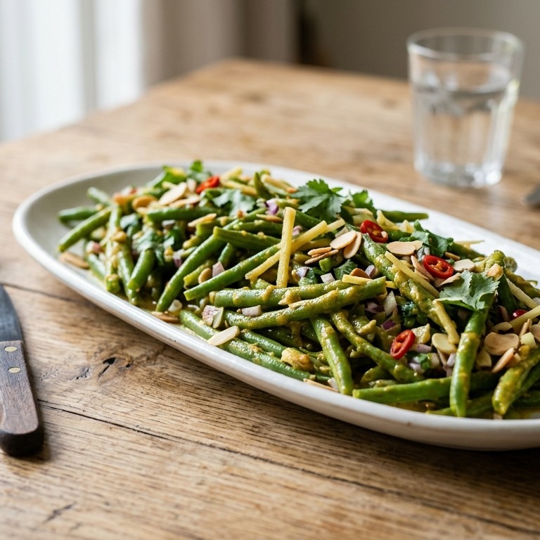 Sperziebonensalade met een currydressing recept
