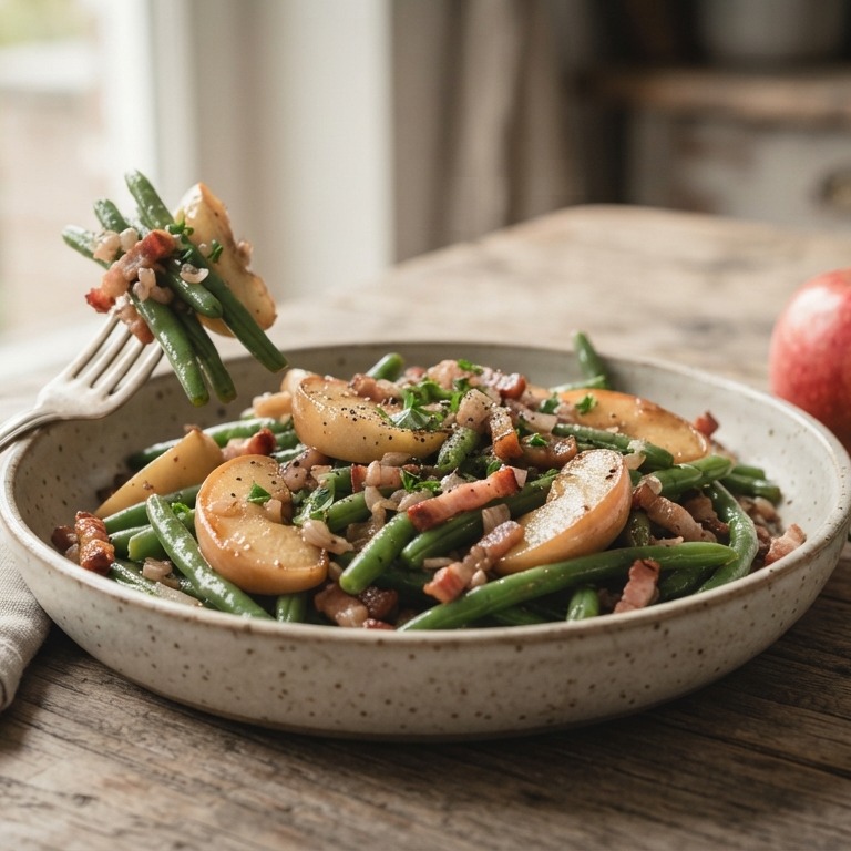 Sperzieboontjes met appel en spek recept