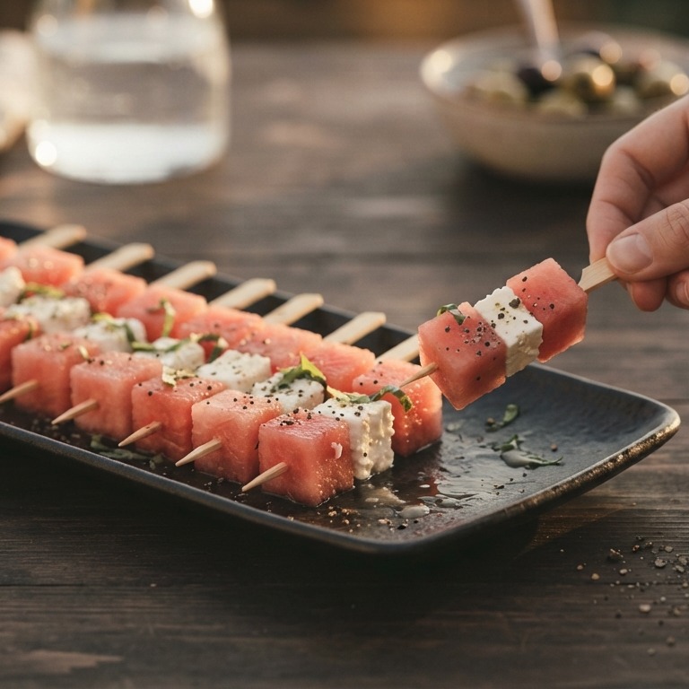 Spiesjes met feta en watermeloen recept