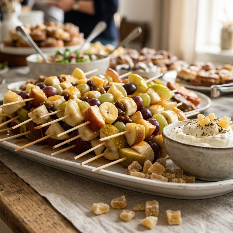 Spiesjes van excotisch fruit voor buffet recept
