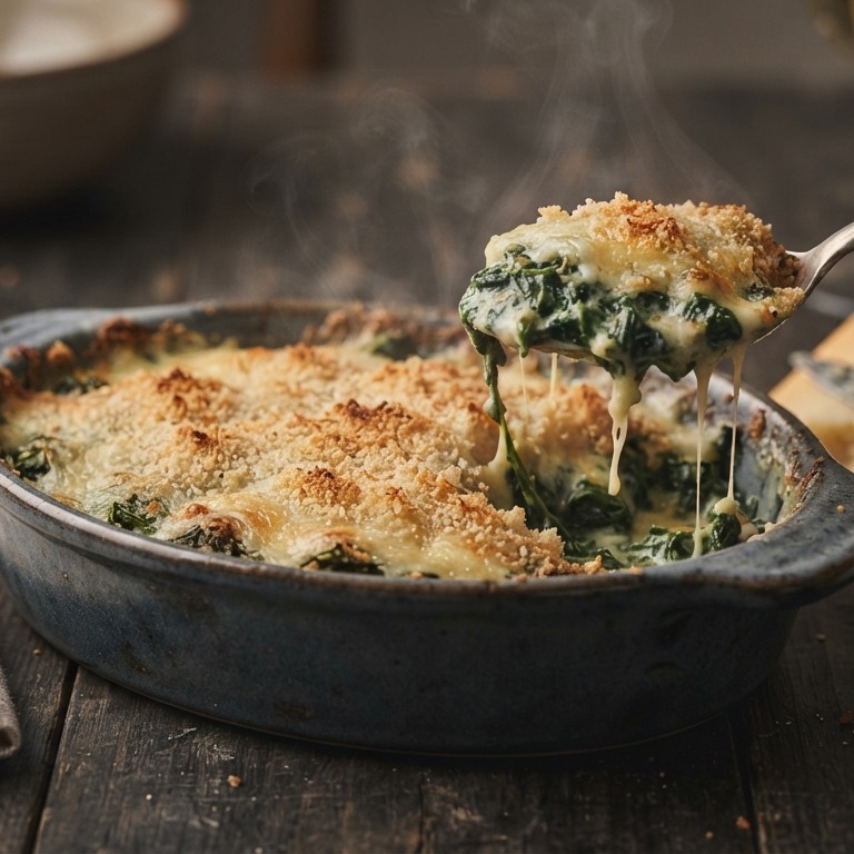 Spinazie met kaassaus uit de oven recept