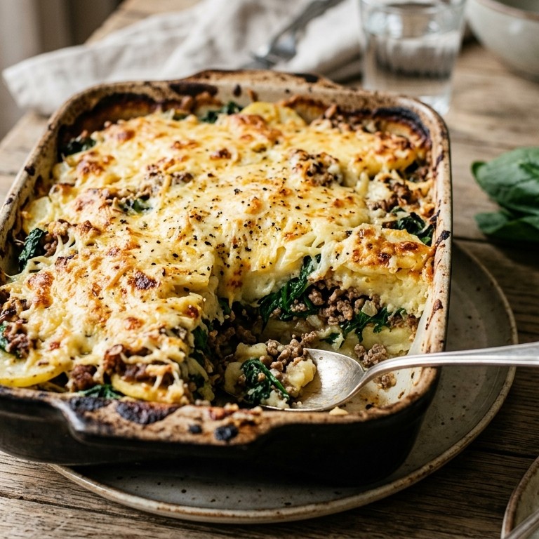Spinazie-ovenschotel met gehakt recept