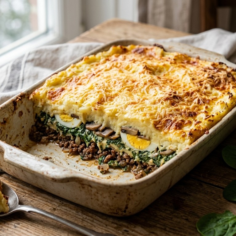 Spinazie-ovenschotel met geraspte belegen kaas recept