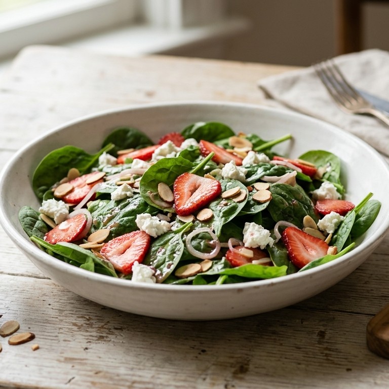 Spinazie salade met aardbeien recept