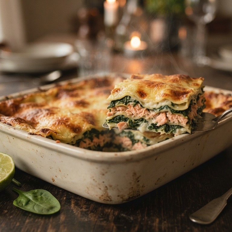 Spinazie-zalmlasagne recept