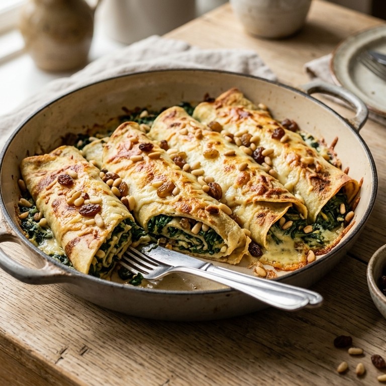 Spinaziepannenkoeken met pijnboompitten recept