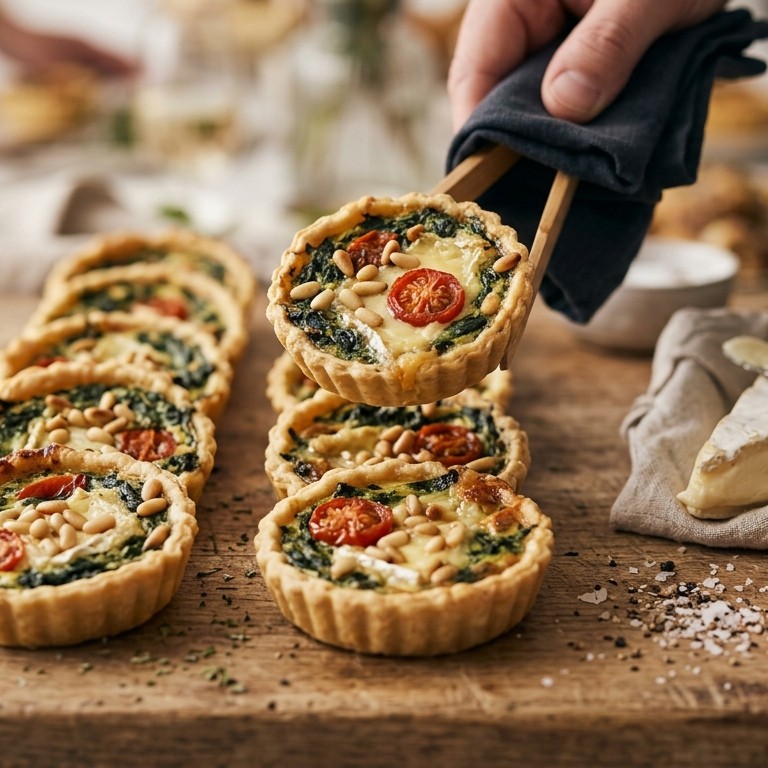 Spinaziequiches met brie voor buffet recept