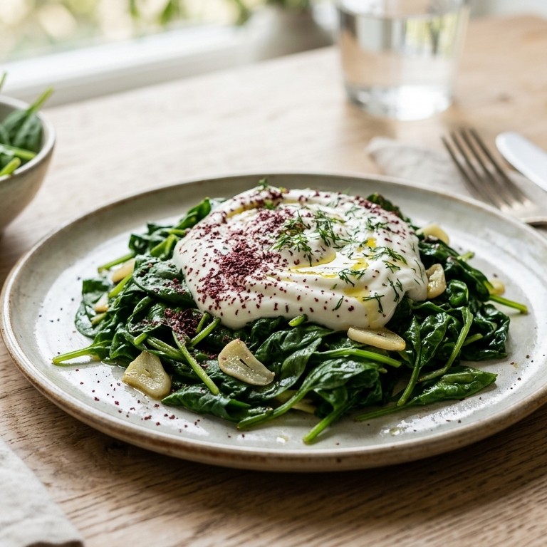 Spinaziesalade met yoghurt en knoflook recept